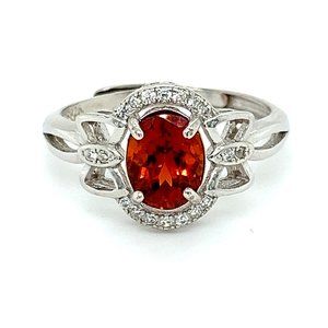 Spessartine 1.40ct White Gold Finish Silver Ring